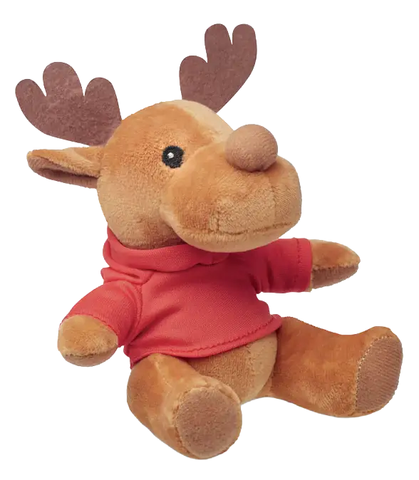 Peluche de reno promocional con camiseta roja